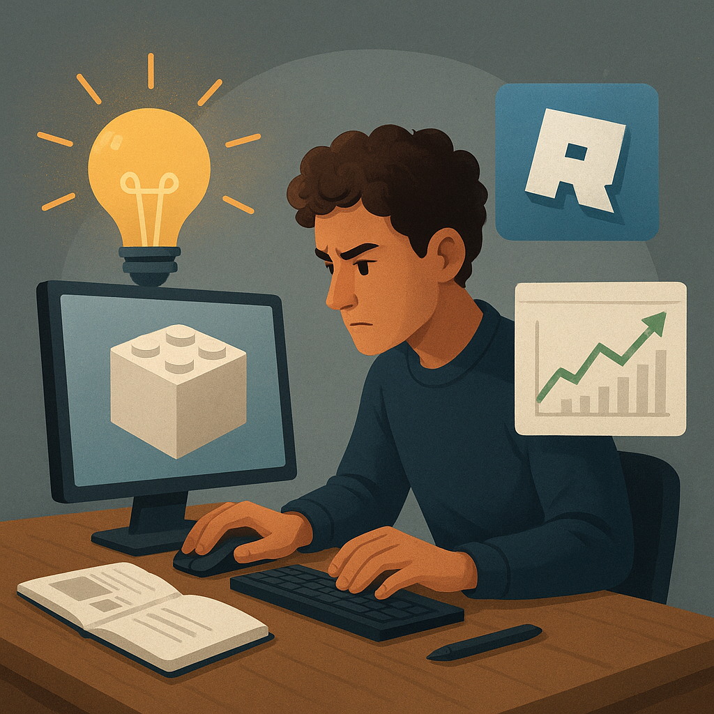 Imagem editorial com interface digital para roblox